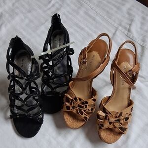 Charming Charlie Black and Brown Strappy Sandals